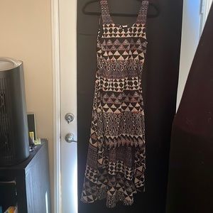 Brown patterned high low dress